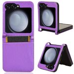 Per Samsung Galaxy Flip6 Custodia in pelle con texture a diamante (viola)
