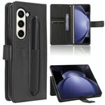 Per Samsung Galaxy Z Fold6 con slot per penna Custodia per telefono in pelle con trama a diamante (nero)