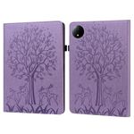 Per Xiaomi Redmi Pad SE 8.7 Custodia in pelle goffrata con motivo albero e cervo (viola)