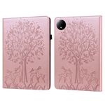 Per Xiaomi Redmi Pad SE 8.7 Custodia in pelle goffrata con motivo albero e cervo (rosa)