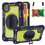 Per Redmi Pad SE 8.7 4G Custodia per tablet in silicone con contrasto per PC e rotazione a 360 gradi (blu navy + giallo verde)