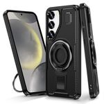 Per Samsung Galaxy S23+ 5G Custodia per telefono con supporto ad anello in fibra di carbonio PC ibrida TPU (nero)