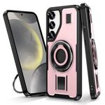 Per Samsung Galaxy S23+ 5G Custodia per telefono con supporto ad anello in fibra di carbonio PC ibrida TPU (oro rosa)