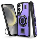 Per Samsung Galaxy S23+ 5G Custodia per telefono con supporto ad anello in fibra di carbonio PC ibrida TPU (viola)