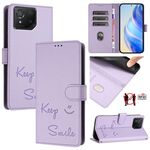 Per Asus ROG Phone 8 / 8 Pro Smile Embossing RFID Custodia in pelle per telefono (viola chiaro)