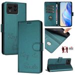 Per Asus Zenfone 11 Ultra Smile Embossing RFID Custodia in pelle per telefono (verde pavone)