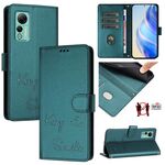 Per Ulefone Note 14 Smile Embossing RFID Custodia in pelle per telefono (verde pavone)