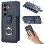 Per Samsung Galaxy S24 FE 5G Litchi Texture Disegno Carta Borsa Anello Custodia per Telefono (Blu)