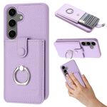 Per Samsung Galaxy S24 FE 5G Litchi Texture Disegno Carta Borsa Anello Supporto Custodia per Telefono (Viola)
