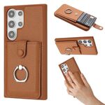 Per Samsung Galaxy S24 Ultra 5G Litchi Texture Disegno Carta Borsa Anello Supporto Custodia per Telefono (Marrone)