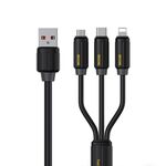 Cavo dati di ricarica rapida WK WDC-30 in silicone elastico da 1,2 m e 66 W, USB a 8 pin/tipo C/micro USB (nero)