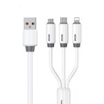 Cavo dati di ricarica rapida WK WDC-30 in silicone elastico da 1,2 m e 66 W, USB a 8 pin/tipo C/micro USB (bianco)