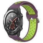 Per Huawei Watch 2 Cinturino sportivo in silicone traspirante traforato da 20 mm (viola + lime)