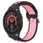 Per Samsung Galaxy Watch 5 Pro 45mm 20mm Cinturino in silicone sportivo traforato traspirante (nero + rosa)