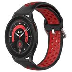 Per Samsung Galaxy Watch 5 Pro 45mm 20mm Cinturino in silicone sportivo traforato traspirante (nero + rosso)