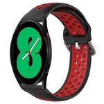 Per Samsung Galaxy Watch 4 44mm 20mm Cinturino in silicone sportivo traforato traspirante (nero + rosso)