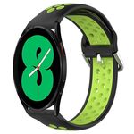 Per Samsung Galaxy Watch 4 44mm 20mm Cinturino in silicone sportivo traforato traspirante (nero + lime)