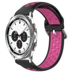 Per Samsung Galaxy Watch 4 Classic 42mm 20mm Cinturino in silicone sportivo traforato traspirante (nero + rosa rossa)