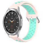 Per Samsung Galaxy Watch 4 Classic 46mm 20mm Cinturino in silicone sportivo traforato traspirante (rosa + anatra d'acqua)