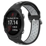 Per Garmin Forerunner 245 Cinturino sportivo in silicone traspirante traforato da 20 mm (nero + grigio)