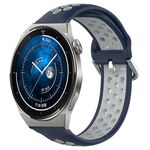 Per Huawei Watch GT3 Pro 46mm 22mm Cinturino in silicone sportivo traforato traspirante (blu notte + grigio)