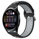 Per Huawei Watch 3 Cinturino in silicone sportivo traforato da 22 mm (nero + grigio)