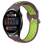 Per Huawei Watch 3 Cinturino in silicone sportivo traforato da 22 mm traforato (viola + lime)