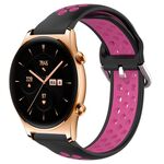 For Honor Watch GS 3 22mm Cinturino in silicone sportivo traforato traspirante (nero + rosa rossa)