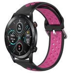 Per Honor Magic Watch 2 46mm 22mm Cinturino in silicone sportivo traforato traspirante (nero + rosa rossa)