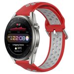 Per Huawei Watch 3 Pro Nuovo cinturino sportivo in silicone traspirante traforato da 22 mm (rosso + grigio)