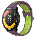 Per Xiaomi Watch S1 Active 22mm Cinturino in silicone sportivo traforato traspirante (viola + lime)