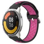 Per Xiaomi MI Watch Color 2 22mm Cinturino in silicone sportivo traforato traspirante (nero + rosa rossa)