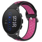 Per Suunto 9 Peak 22mm Cinturino in silicone sportivo traspirante perforato (nero + rosa rossa)