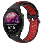 Per Garmin Forerunner 255 Music Cinturino per orologio sportivo in silicone traspirante perforato da 22 mm (nero + rosso)