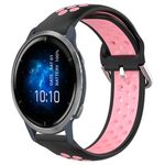 Per Garmin Venu 2 22mm cinturino in silicone sportivo traspirante perforato (nero + rosa)