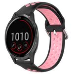 Per Garmin Vivoactive4 22mm Cinturino sportivo in silicone traspirante traforato (nero + rosa)