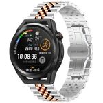 Per Huawei Watch GT Runner Five Bull Cinturino semicircolare in acciaio inossidabile + strumento di rimozione cinturino (argento + oro rosa)