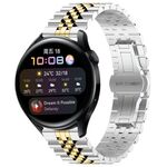 Per Huawei Watch 3/3 Pro Five Bull Mezzo tondo cinturino in acciaio inossidabile + strumento di rimozione cinturino (argento + oro)