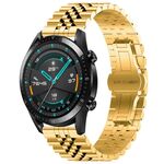 Per Huawei Watch GT 42mm / 46mm / GT2 46mm Cinturino per orologio in acciaio inossidabile mezzo toro a cinque tori + strumento per la rimozione del cinturino (oro)