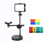 6 pollici 3200-5500K Luce di riempimento dal vivo a pannello piatto per fotografia a temperatura a tre colori, specifiche: staffa sopraelevata