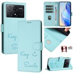 Per Xiaomi Poco X6 Pro / Redmi K70E Smile Embossing RFID Custodia in pelle per telefono (verde menta)