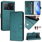 Per Xiaomi Poco X6 Pro / Redmi K70E Smile Embossing RFID Custodia in pelle per telefono (verde pavone)