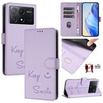 Per Xiaomi Poco X6 Pro / Redmi K70E Smile Embossing RFID Custodia in pelle per telefono (viola chiaro)