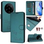 Per Xiaomi 14 Ultra Smile Embossing RFID Custodia in pelle per telefono (verde pavone)
