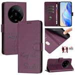 Per Xiaomi 14 Ultra Smile Embossing RFID Custodia in pelle per telefono (viola)