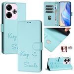 Per Redmi 13 4G / Note 13R Smile Embossing RFID Custodia in pelle per telefono (verde menta)