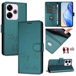 Per Redmi 13 4G / Note 13R Smile Embossing RFID Custodia in pelle per telefono (verde pavone)