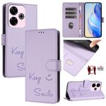 Per Redmi 13 4G / Note 13R Smile Embossing RFID Custodia in pelle per telefono (viola chiaro)