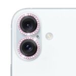 Per iPhone 16/16 Plus 9H Point Drill Camera Lens Protector Ring (Rosa)