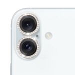 Per iPhone 16/16 Plus 9H Point Drill Camera Lens Protector Ring (Argento)